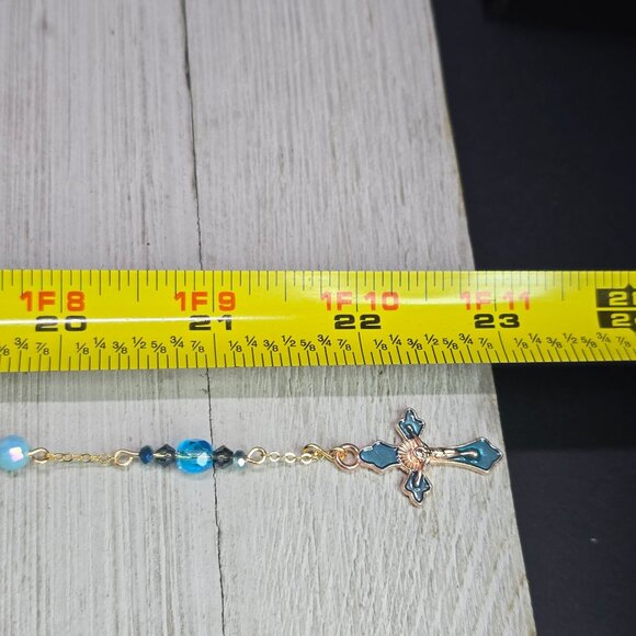 Handcrafted Elegant Ocean Inspired Pale Blue/Deep blue Rosary Christmas Gift - Picture 7 of 7